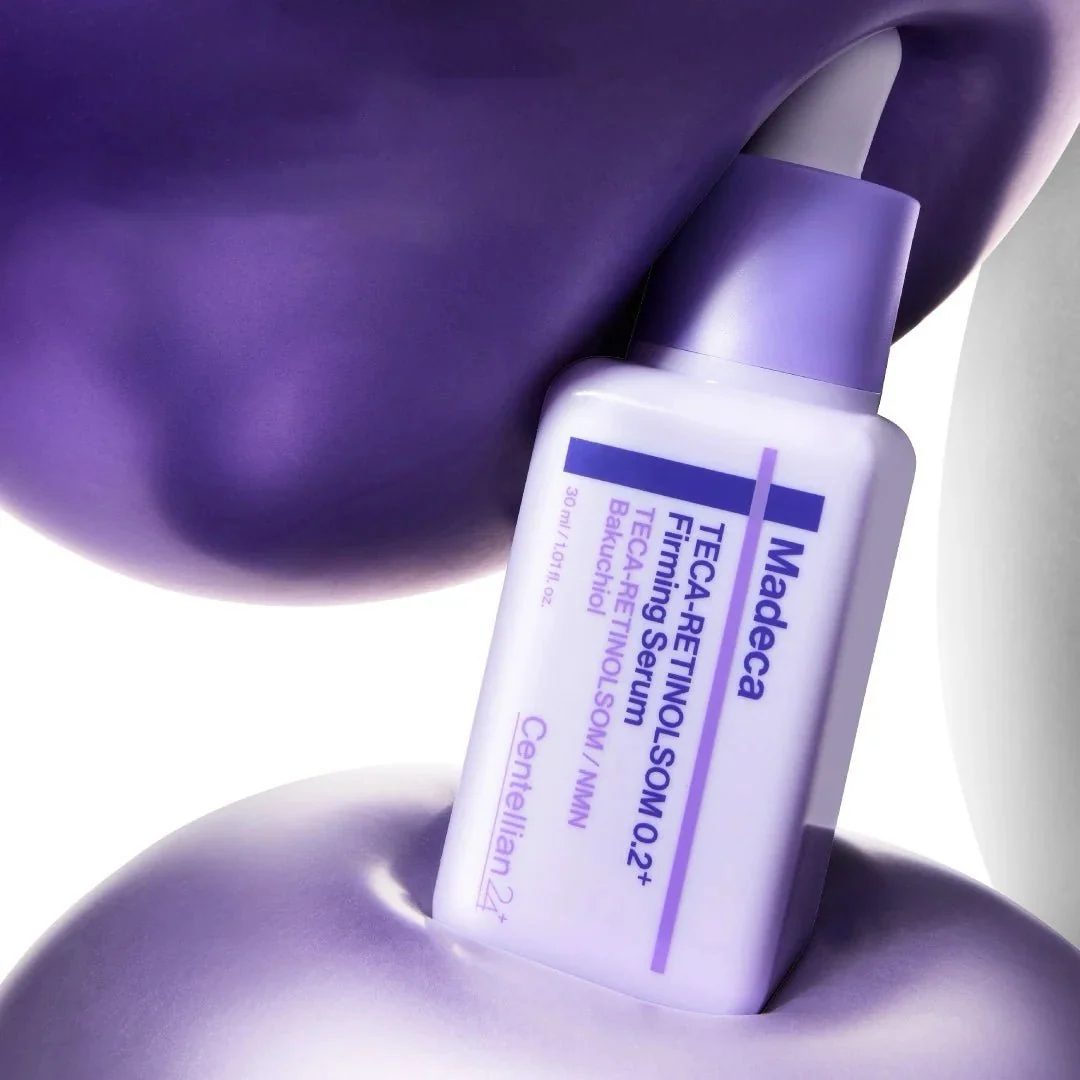 CENTELLIAN24 Madeca Teca-Retinolsom 0.2 Firming Serum bottle in purple gel texture