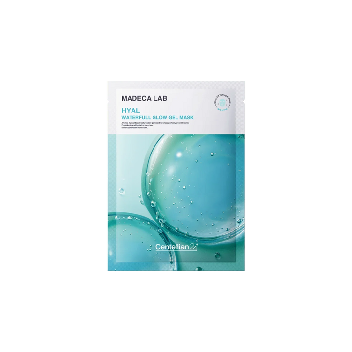 CENTELLIAN24 Madeca Lab Hyal Waterfull Glow Gel Mask single sheet pouch on white background