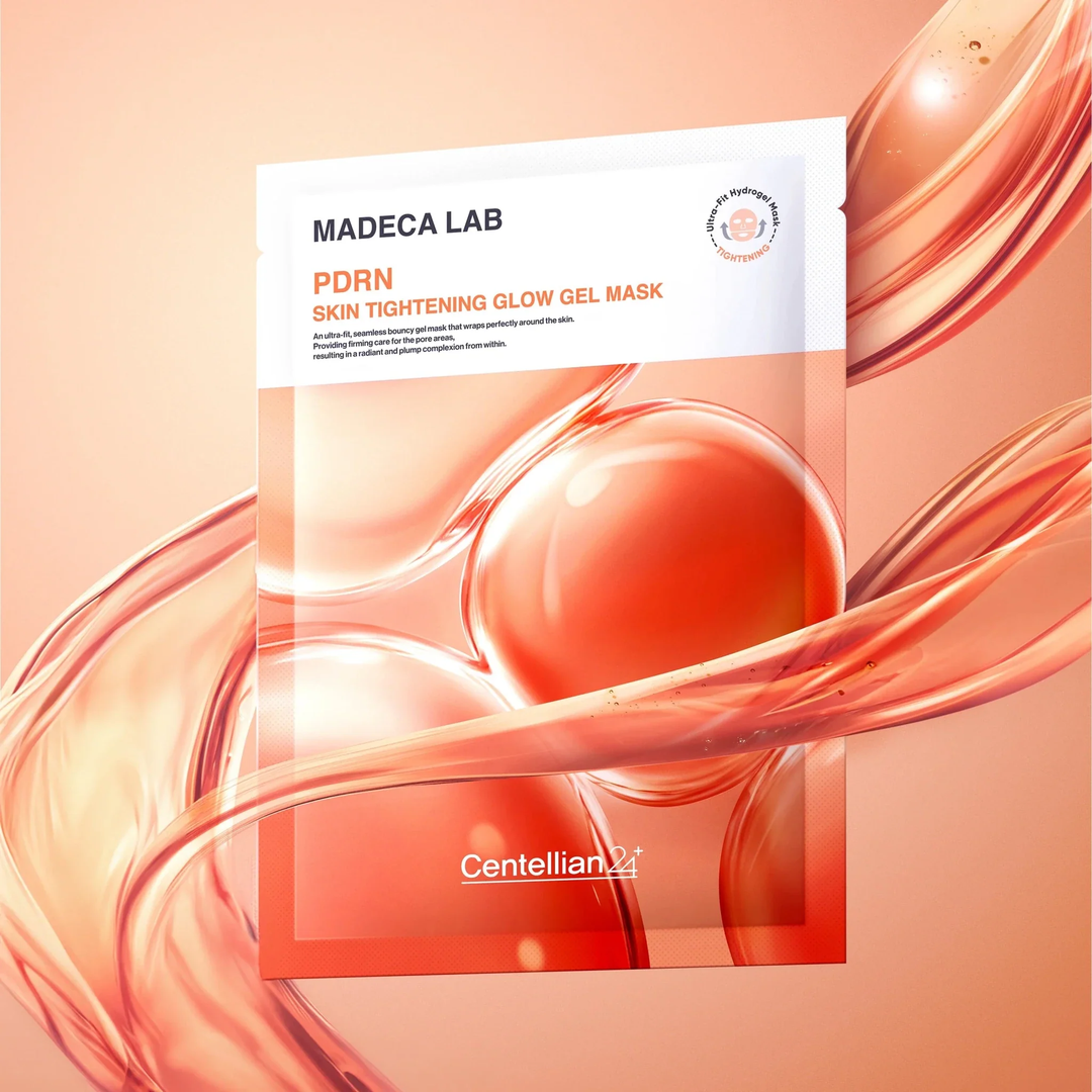 CENTELLIAN24 Madeca Lab PDRN Skin Tightening Glow Gel Mask pouch with gel swirl