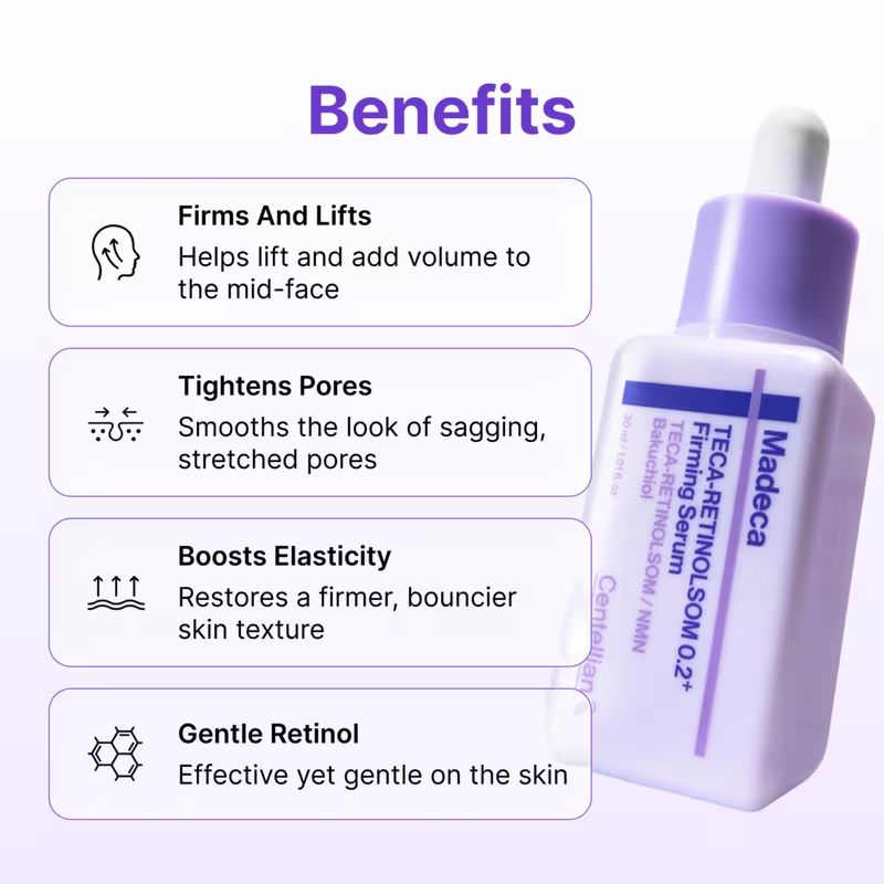 CENTELLIAN24 Madeca Teca-Retinolsom 0.2 Firming Serum benefits firms lifts tightens pores boosts elasticity