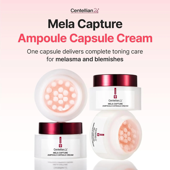 CENTELLIAN24 Madeca Mela Capture Ampoule Capsule Cream jars with white capsules