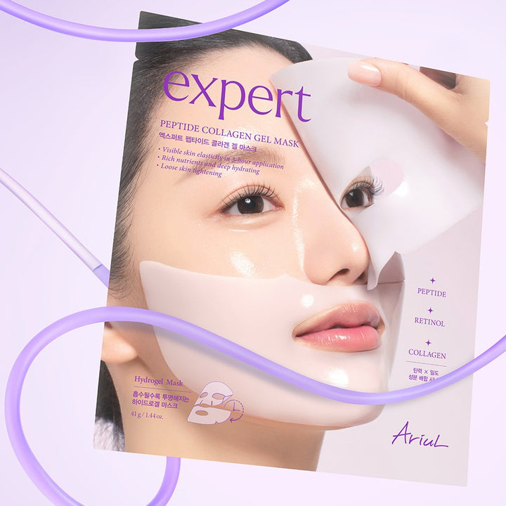 ARIUL Expert Peptide Collagen Gel Mask - model wearing mask