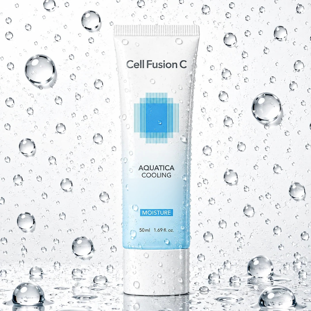 Cell Fusion C Aquatica Cooling Cream with water droplets